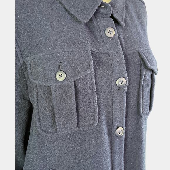 J.Crew Navy Wool Blend Utility Overshirt Jacket Women's XL Button Front - Picture 6 of 8